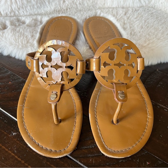 TORY BURCH MILLER SANDAL NUDE MILLER PATENT SIZE 7M